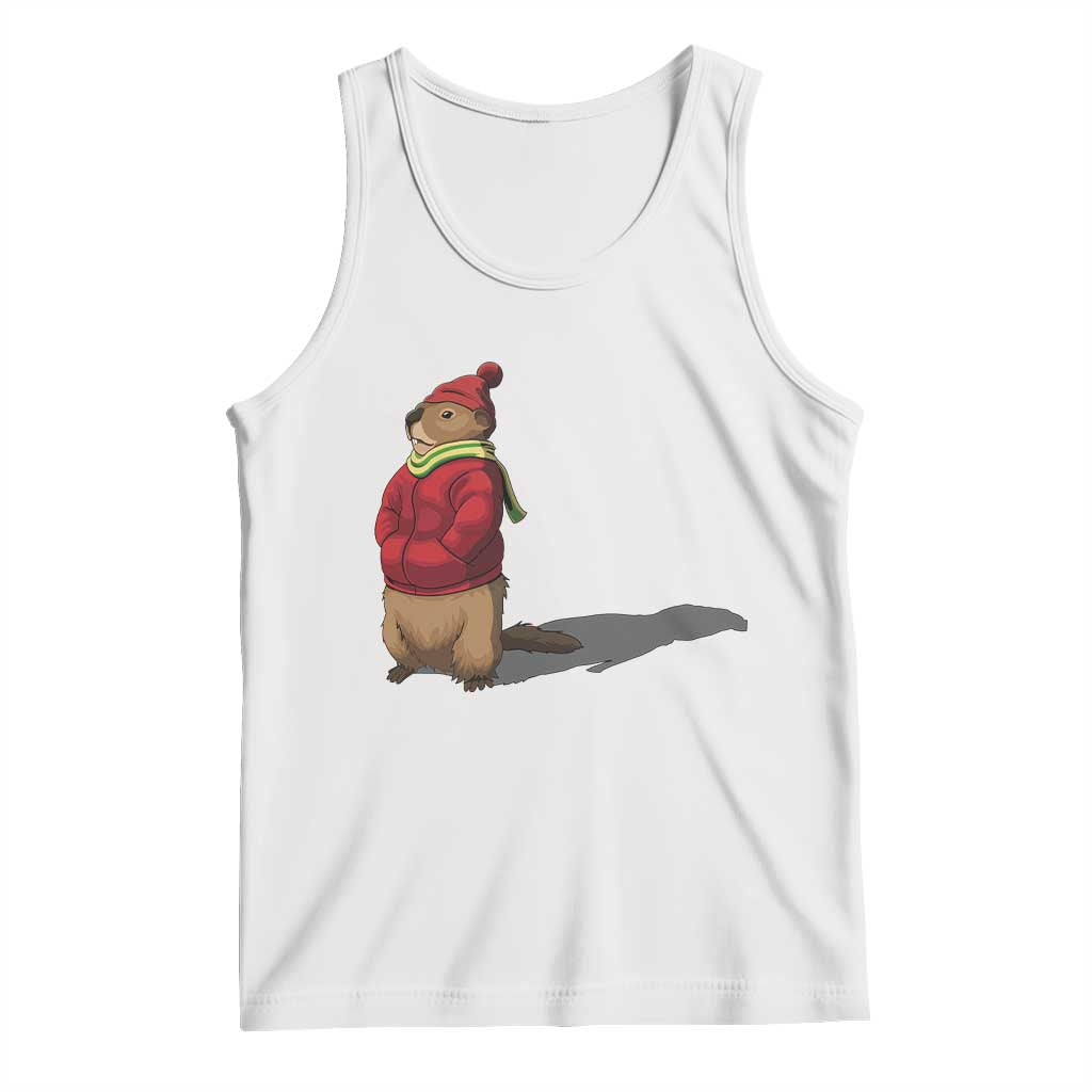 Groundhog Shadow Tank Top Funny Woodchuck Ground Hog Meteorlogy TS02 White Print Your Wear