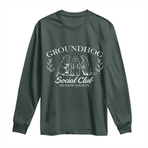 Groundhog Social Club Long Sleeve Shirt Shadow Society Funny Woodchuck TS02 Dark Forest Green Print Your Wear