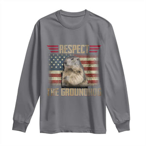 Groundhog Meteorology Long Sleeve Shirt Respect The Groundhog Woodchuck Photo GroundHog Day TS02 Charcoal Print Your Wear