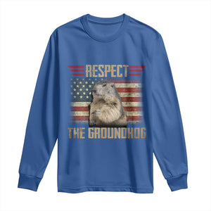 Groundhog Meteorology Long Sleeve Shirt Respect The Groundhog Woodchuck Photo GroundHog Day TS02 Royal Blue Print Your Wear