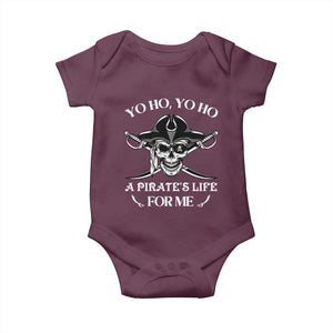 Funny Pirate Baby Onesie Pirate Life For Me Pirate Skull Buccaneer Freebooter TS02 Maroon Print Your Wear