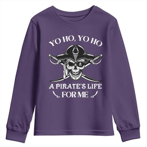 Funny Pirate Youth Sweatshirt Pirate Life For Me Pirate Skull Buccaneer Freebooter TS02 Purple Print Your Wear