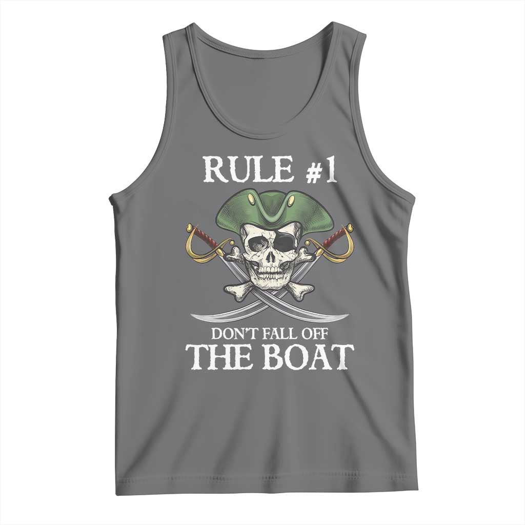 Funny Pirate Tank Top Rule #1 Don't Fall Off The Boat Cruise Party Gift - PrintYourWear Size: XS Color: Black Heather
