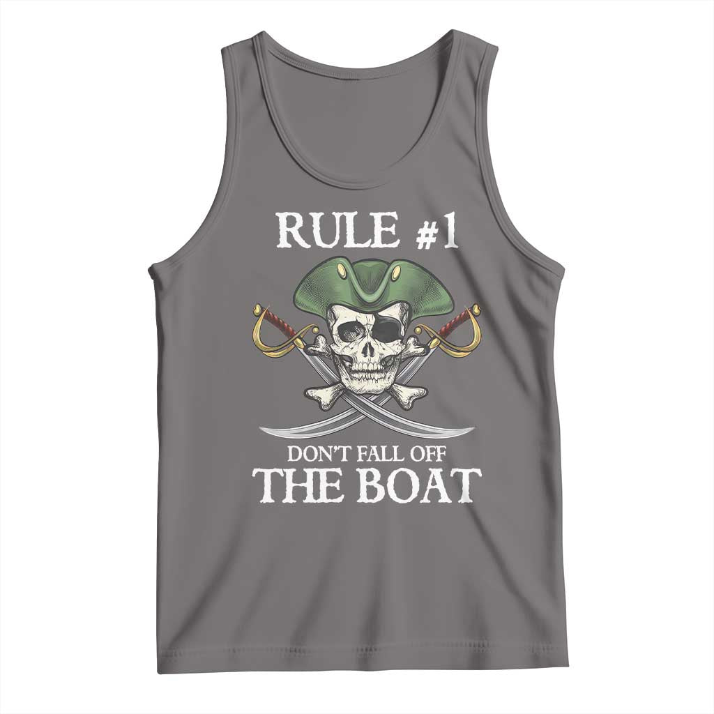 Funny Pirate Tank Top Rule #1 Don't Fall Off The Boat Cruise Party Gift - PrintYourWear Size: XS Color: Deep Heather