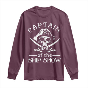 Funny Pirate Long Sleeve Shirt Captain Ship Show Boater Boating Captain TS02 Maroon Print Your Wear