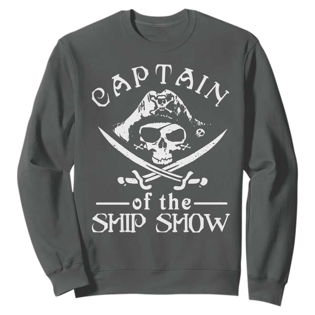 Funny Pirate Sweatshirt Captain Ship Show Boater Boating Captain TS02 Dark Heather Print Your Wear