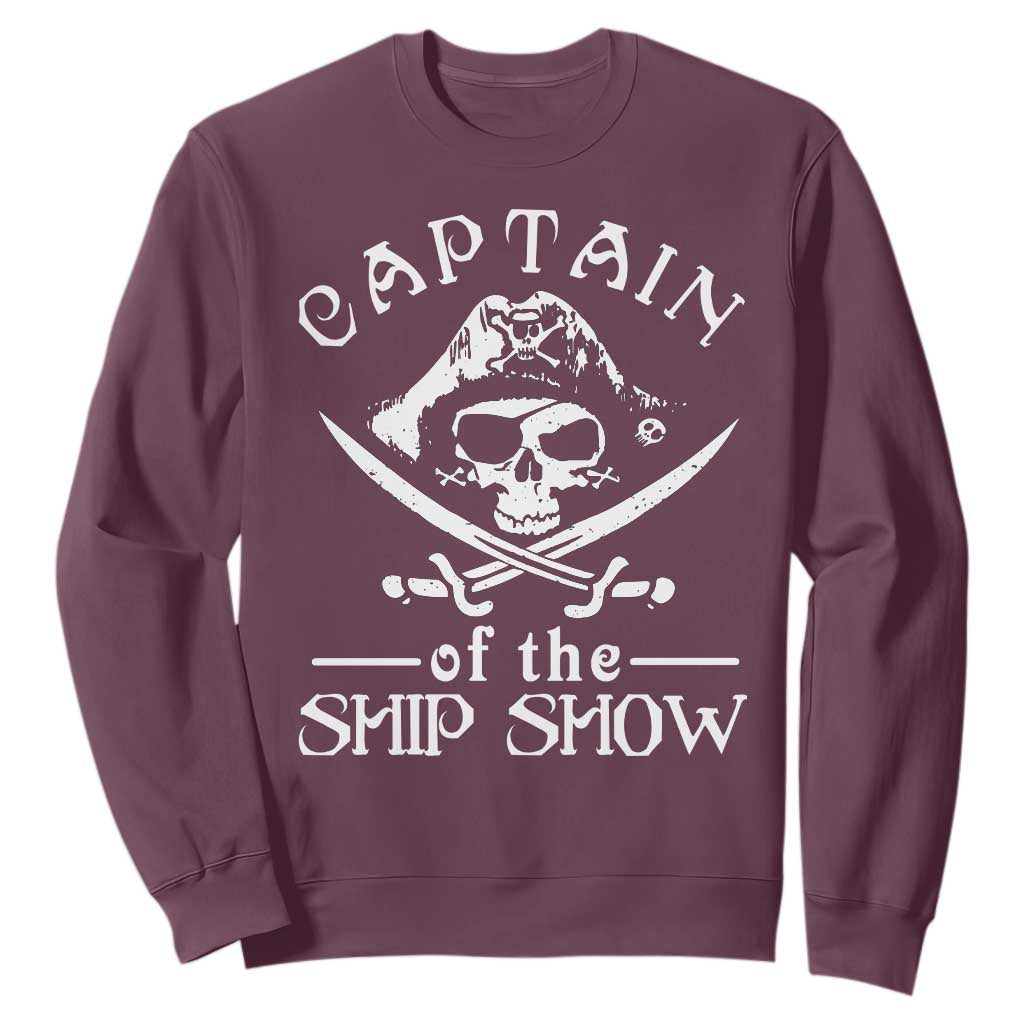 Funny Pirate Sweatshirt Captain Ship Show Boater Boating Captain TS02 Maroon Print Your Wear