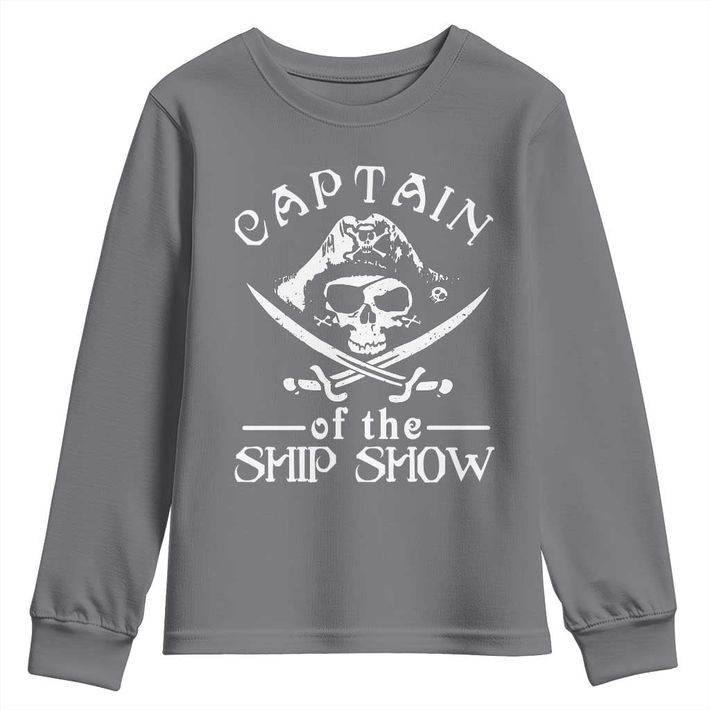 Funny Pirate Youth Sweatshirt Captain Ship Show Boater Boating Captain TS02 Charcoal Print Your Wear