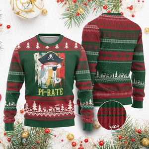 Funny Pi-rate Ugly Christmas Sweater Pi Day Math Geek Pirate Lover TS02 Red Green Print Your Wear