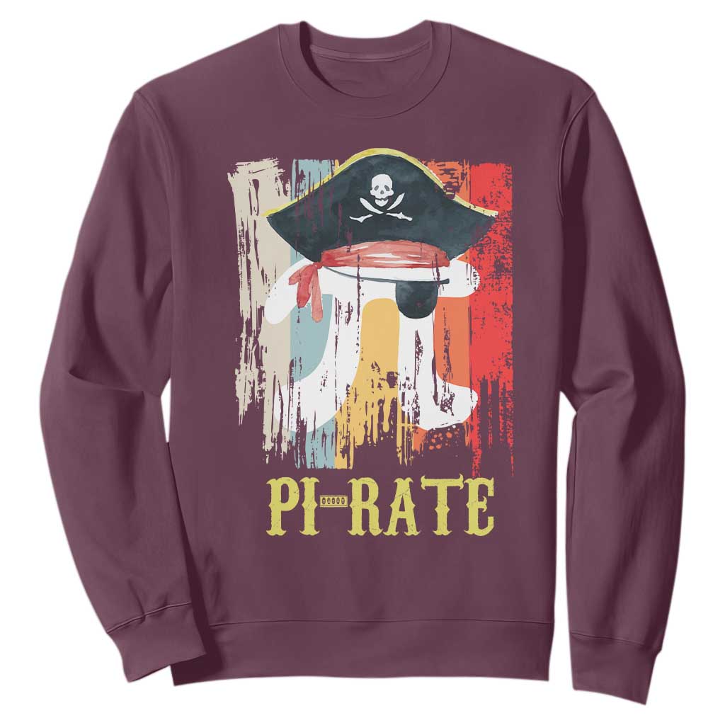 Funny Pi-rate Sweatshirt Pi Day Math Geek Pirate Lover TS02 Maroon Print Your Wear
