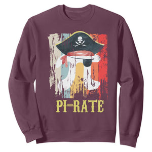 Funny Pi-rate Sweatshirt Pi Day Math Geek Pirate Lover TS02 Maroon Print Your Wear