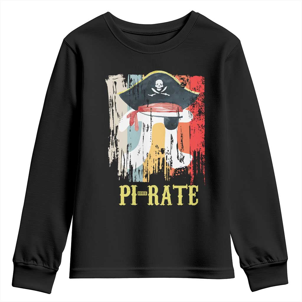 Funny Pi-rate Youth Sweatshirt Pi Day Math Geek Pirate Lover TS02 Black Print Your Wear