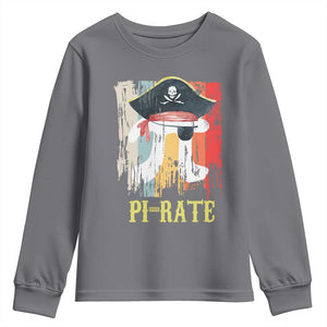 Funny Pi-rate Youth Sweatshirt Pi Day Math Geek Pirate Lover TS02 Charcoal Print Your Wear