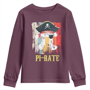 Funny Pi-rate Youth Sweatshirt Pi Day Math Geek Pirate Lover TS02 Maroon Print Your Wear