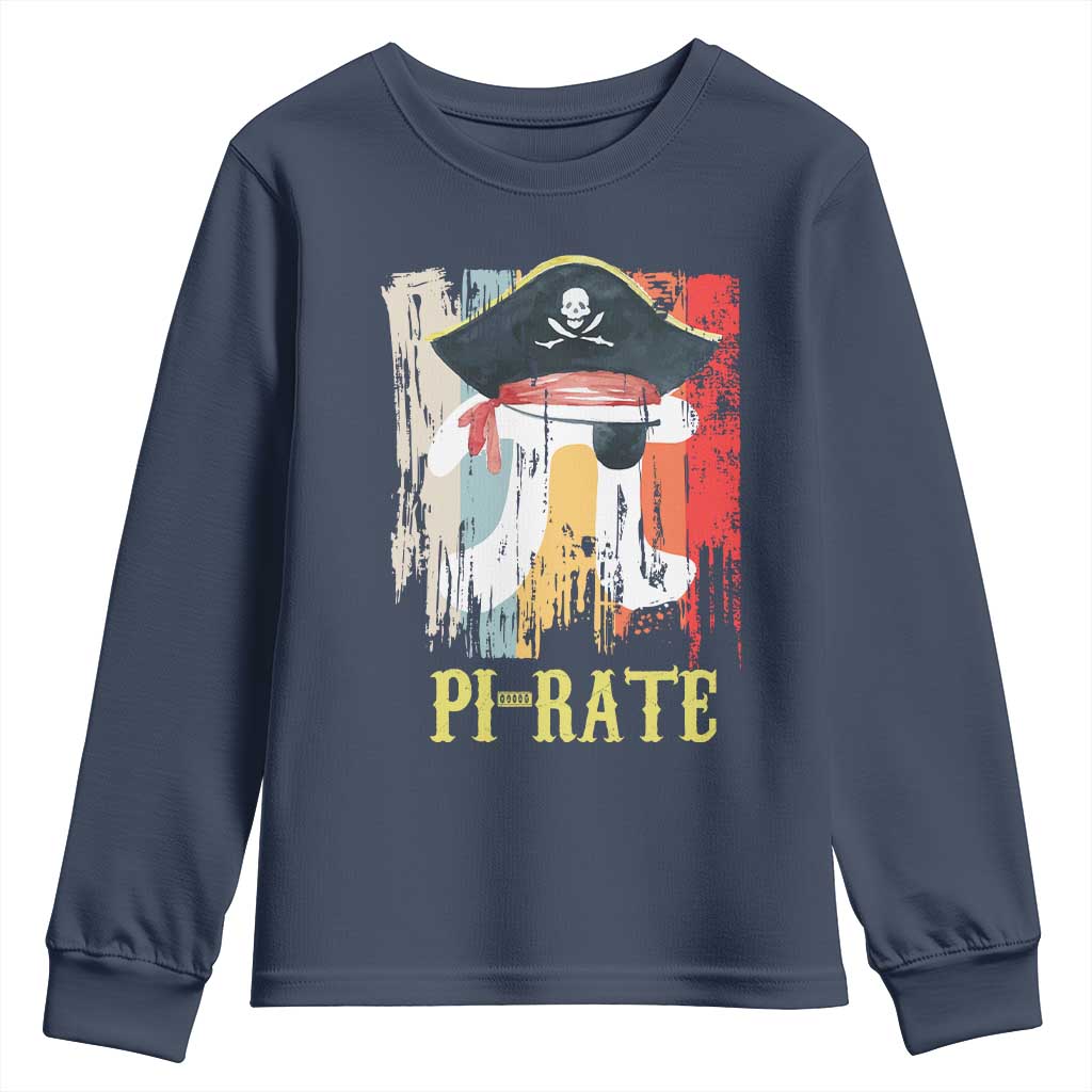 Funny Pi-rate Youth Sweatshirt Pi Day Math Geek Pirate Lover TS02 Navy Print Your Wear