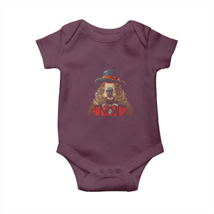 Cute Groundhog Baby Onesie Woodchuck Day Animal Lover TS02 Maroon Print Your Wear