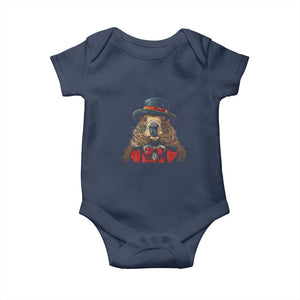 Cute Groundhog Baby Onesie Woodchuck Day Animal Lover TS02 Navy Print Your Wear