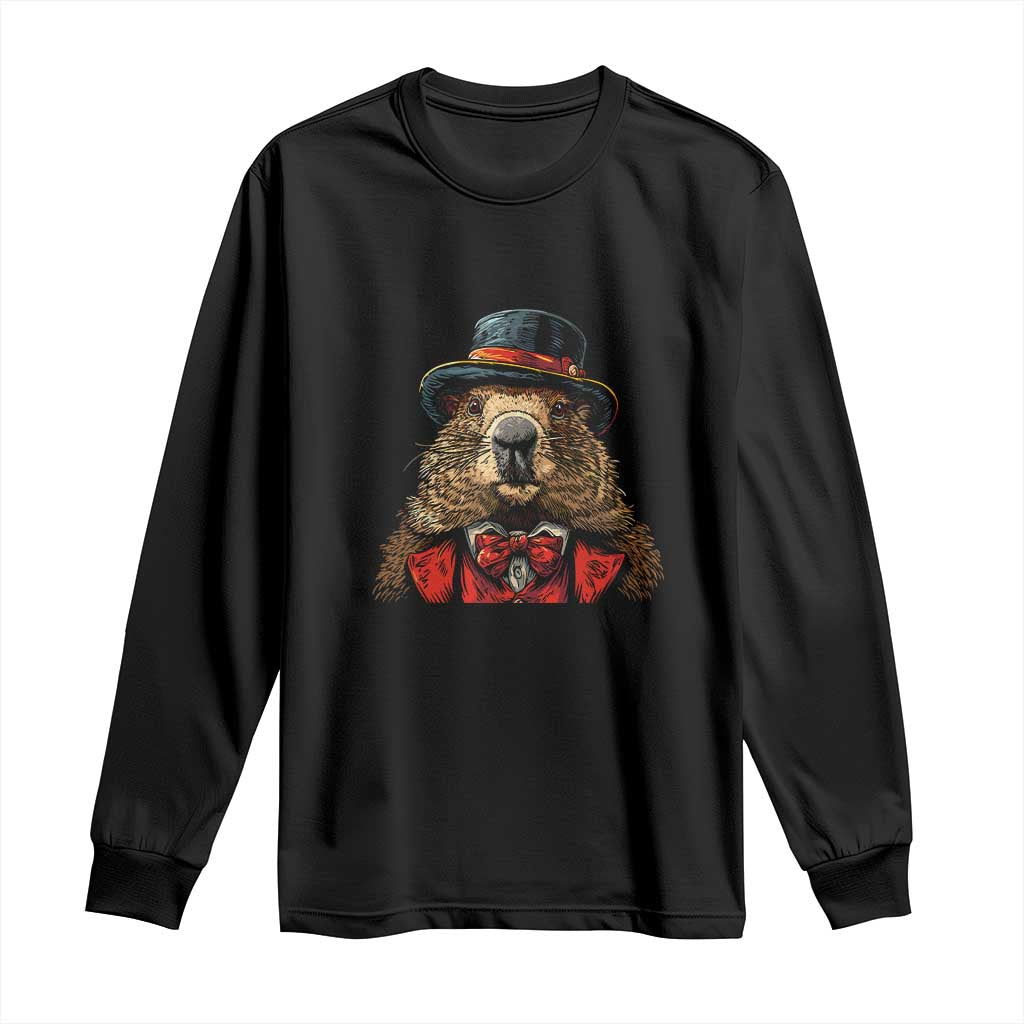 Cute Groundhog Long Sleeve Shirt Woodchuck Day Animal Lover TS02 Black Print Your Wear