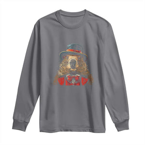 Cute Groundhog Long Sleeve Shirt Woodchuck Day Animal Lover TS02 Charcoal Print Your Wear