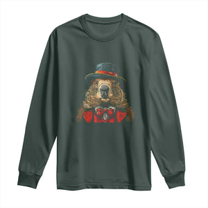 Cute Groundhog Long Sleeve Shirt Woodchuck Day Animal Lover TS02 Dark Forest Green Print Your Wear