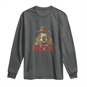 Cute Groundhog Long Sleeve Shirt Woodchuck Day Animal Lover TS02 Dark Heather Print Your Wear