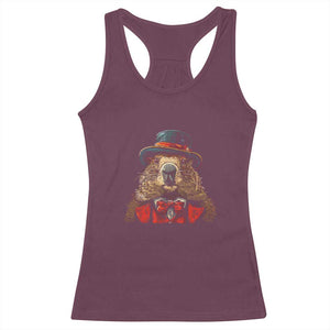 Cute Groundhog Racerback Tank Top Woodchuck Day Animal Lover TS02 Maroon Print Your Wear