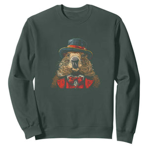 Cute Groundhog Sweatshirt Woodchuck Day Animal Lover TS02 Dark Forest Green Print Your Wear