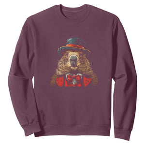 Cute Groundhog Sweatshirt Woodchuck Day Animal Lover TS02 Maroon Print Your Wear