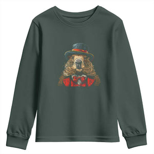 Cute Groundhog Youth Sweatshirt Woodchuck Day Animal Lover TS02 Dark Forest Green Print Your Wear