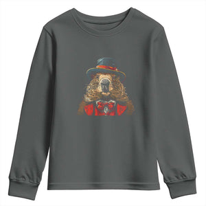 Cute Groundhog Youth Sweatshirt Woodchuck Day Animal Lover TS02 Dark Heather Print Your Wear