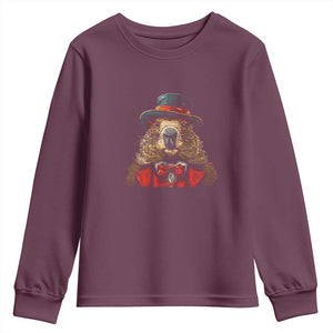 Cute Groundhog Youth Sweatshirt Woodchuck Day Animal Lover TS02 Maroon Print Your Wear