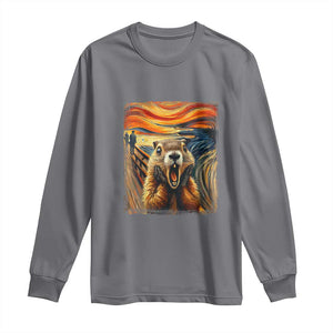 Funny Scream Groundhog Long Sleeve Shirt Woddchuck Day TS02 Charcoal Print Your Wear