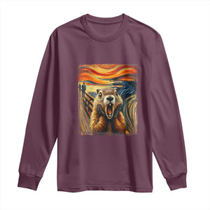 Funny Scream Groundhog Long Sleeve Shirt Woddchuck Day TS02 Maroon Print Your Wear