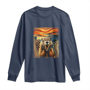 Funny Scream Groundhog Long Sleeve Shirt Woddchuck Day TS02 Navy Print Your Wear