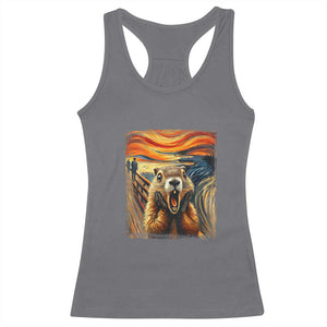 Funny Scream Groundhog Racerback Tank Top Woddchuck Day TS02 Charcoal Print Your Wear