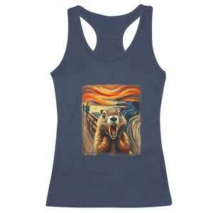 Funny Scream Groundhog Racerback Tank Top Woddchuck Day TS02 Navy Print Your Wear