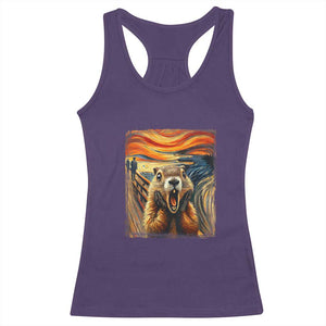 Funny Scream Groundhog Racerback Tank Top Woddchuck Day TS02 Purple Print Your Wear