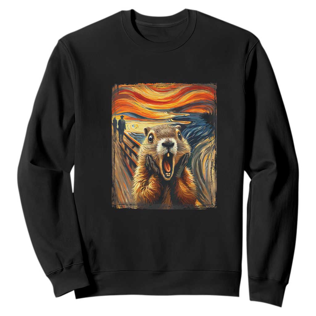 Funny Scream Groundhog Sweatshirt Woddchuck Day TS02 Black Print Your Wear