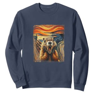 Funny Scream Groundhog Sweatshirt Woddchuck Day TS02 Navy Print Your Wear