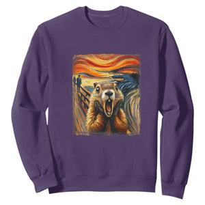 Funny Scream Groundhog Sweatshirt Woddchuck Day TS02 Purple Print Your Wear