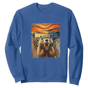 Funny Scream Groundhog Sweatshirt Woddchuck Day TS02 Royal Blue Print Your Wear