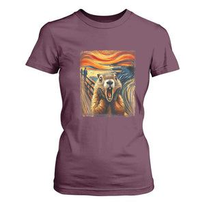 Funny Scream Groundhog T Shirt For Women Woddchuck Day TS02 Maroon Print Your Wear