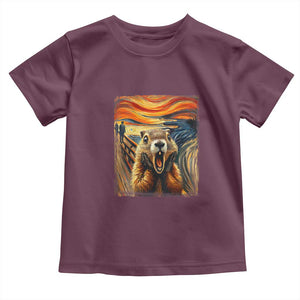 Funny Scream Groundhog Toddler T Shirt Woddchuck Day TS02 Maroon Print Your Wear