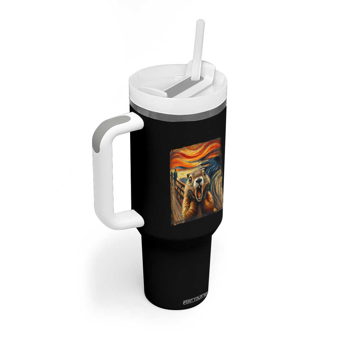 Funny Scream Groundhog Tumbler With Handle Woddchuck Day TS02 Print Your Wear