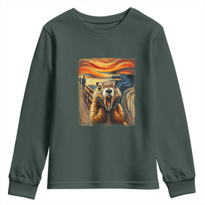 Funny Scream Groundhog Youth Sweatshirt Woddchuck Day TS02 Dark Forest Green Print Your Wear