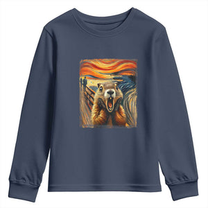 Funny Scream Groundhog Youth Sweatshirt Woddchuck Day TS02 Navy Print Your Wear