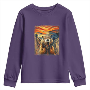 Funny Scream Groundhog Youth Sweatshirt Woddchuck Day TS02 Purple Print Your Wear