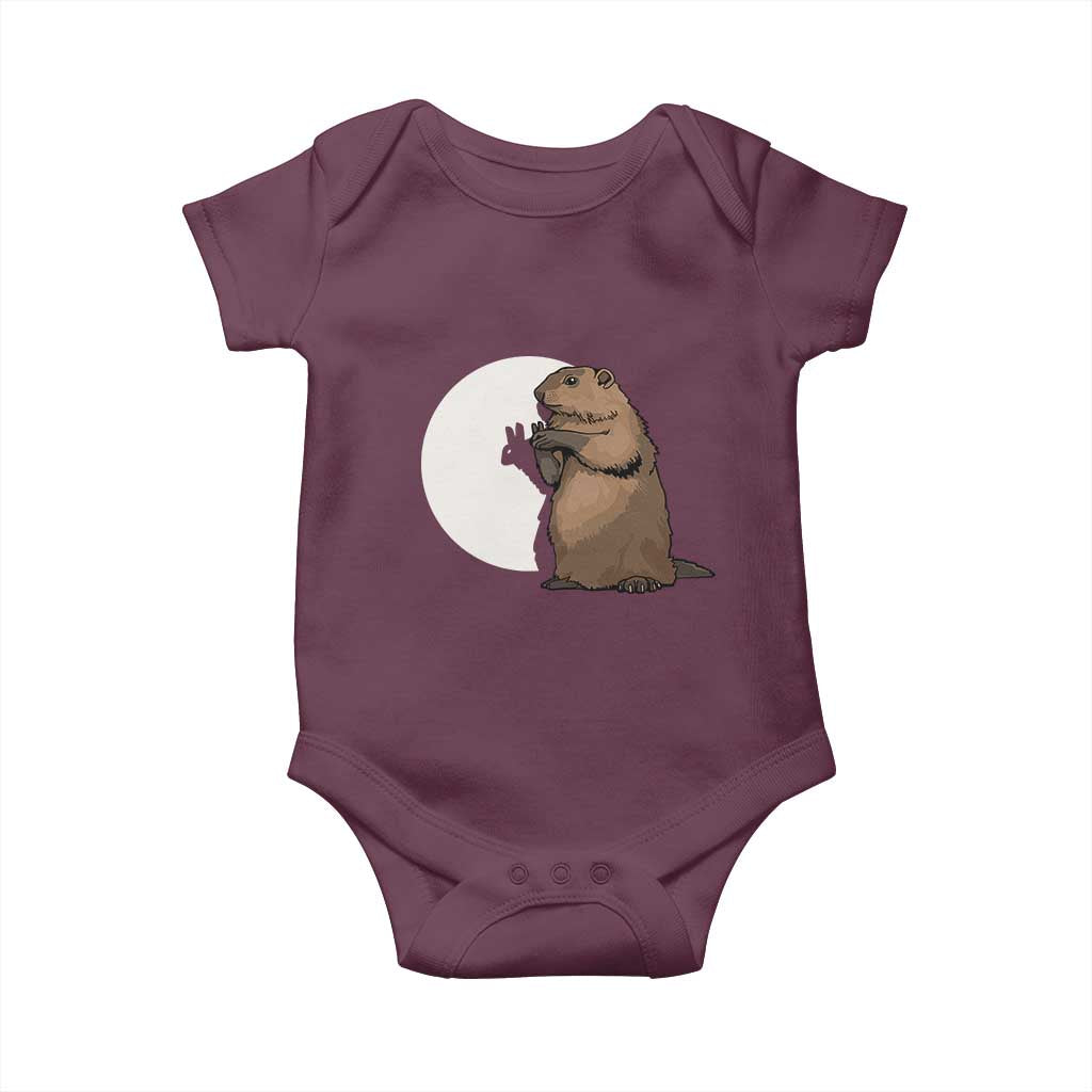 Groundhog Shadow Meteorlogy Baby Onesie Woodchuck Puppet Funny Gift TS02 Maroon Print Your Wear