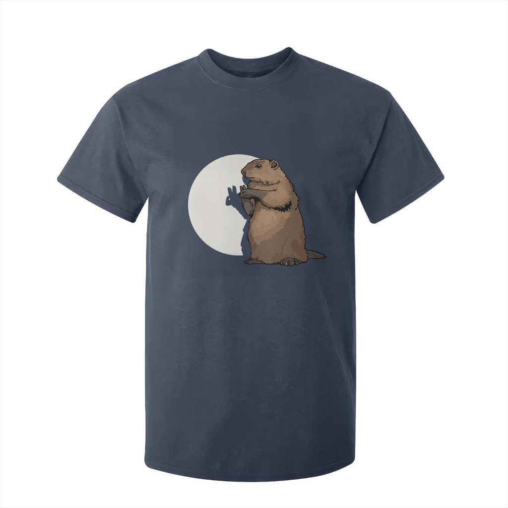 Groundhog Shadow Meteorlogy T Shirt For Kid Woodchuck Puppet Funny Gift TS02 Navy Print Your Wear