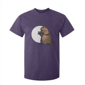 Groundhog Shadow Meteorlogy T Shirt For Kid Woodchuck Puppet Funny Gift TS02 Purple Print Your Wear